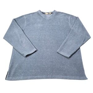 L.L. Bean XL Tall V-Neck Fleece Pullover Sweater Blue Mens XLT Extra Large ORAO9